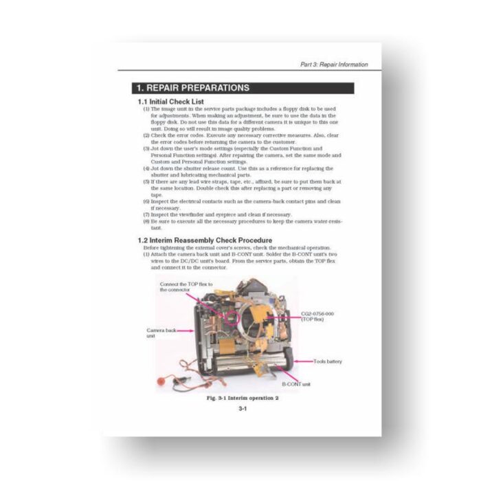 139-page PDF 25.3 MB download for the Canon C12-6001 Service Manual Parts Catalog | EOS -1D