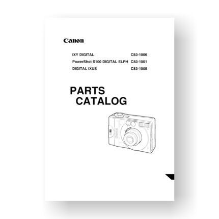 12-page PDF 576 KB download for the Canon S100 Digital-ELPH Parts Catalog