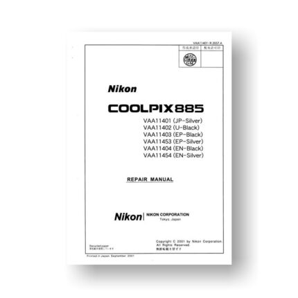62-page PDF 4.57 MB download for the Nikon Coolpix 885 Repair Manual | Digital Compact