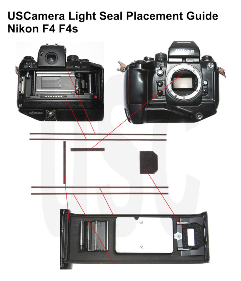 Nikon F4 F4s Placement Guide USCamera Light Seal Kits Plus