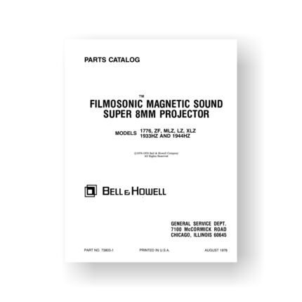 Bell & Howell 1776 Service Manual Parts List | 1933HZ | 1944HZ | LZ | MLZ | XLZ | ZF
