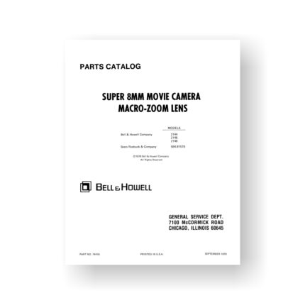 Bell & Howell 2144 Service Manual Parts List | 2146 | 2148 | Sears 584.91570 | Super 8 Movie Cameras