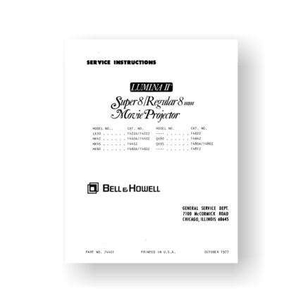 Bell & Howell Lumina-II Service Manual | LX30 | MX43 | MX45 | MX60 | Sears 584.92350 | Sears 584.92360 | Sears 584.92370 | QX80 | QX95 | Plus More