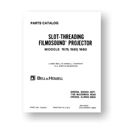 Bell & Howell 1575 1580 1680 Service Manual Parts List